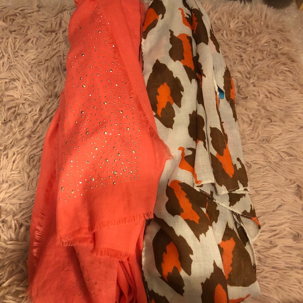 Lot of two super cute coral scarves!!!